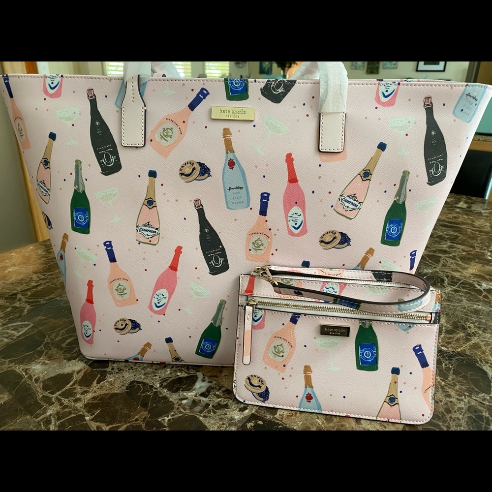 Kate Spade Shore Street Champagne Tote & Wristlet